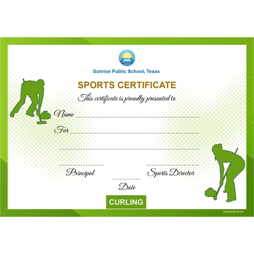 School Sports Award Certificate Curling A4 Size | Use on Laser Printer